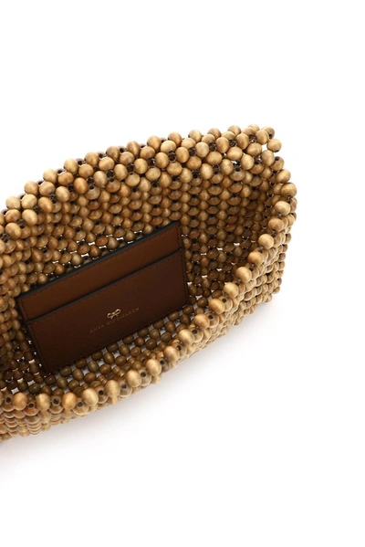 Shop Anya Hindmarch Eyes Beads Clutch Bag In Brown