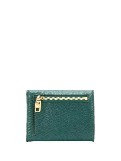 Shop Dolce & Gabbana Logo Plaque Trifold Wallet In Green