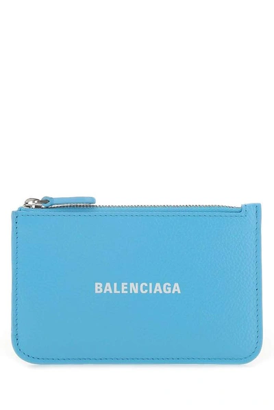 Shop Balenciaga Cash Large Long Coin Cardholder In Blue