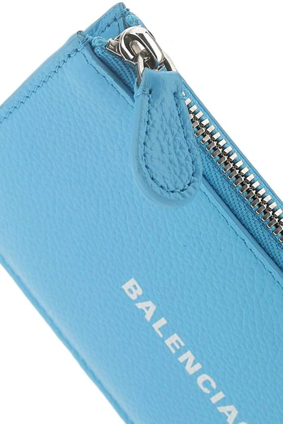 Shop Balenciaga Cash Large Long Coin Cardholder In Blue