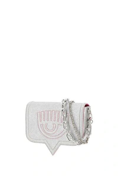 Shop Chiara Ferragni Big Eyelike Shoulder Bag In Silver