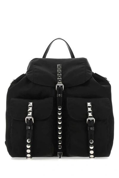 Shop Prada Buckled Pocket Medium Backpack In Black