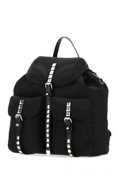 Shop Prada Buckled Pocket Medium Backpack In Black