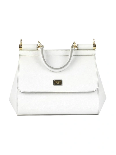 Shop Dolce & Gabbana Sicily Small Tote Bag In White