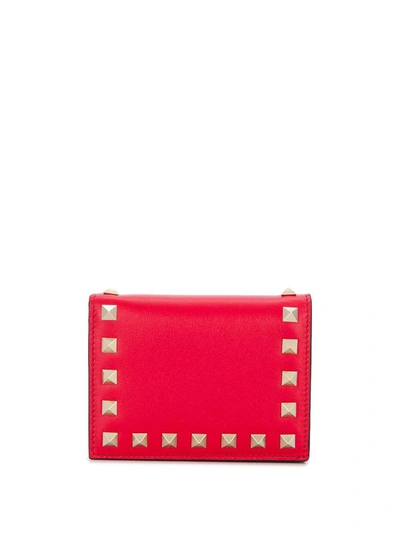 Shop Valentino Garavani Rockstud Folded Wallet In Red