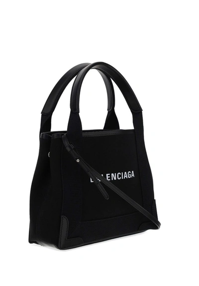 Shop Balenciaga Navy Cabas Xs Tote Bag In Black