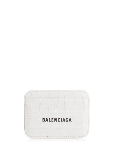 Shop Balenciaga Cash Embossed Card Holder In White