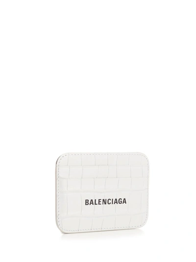 Shop Balenciaga Cash Embossed Card Holder In White