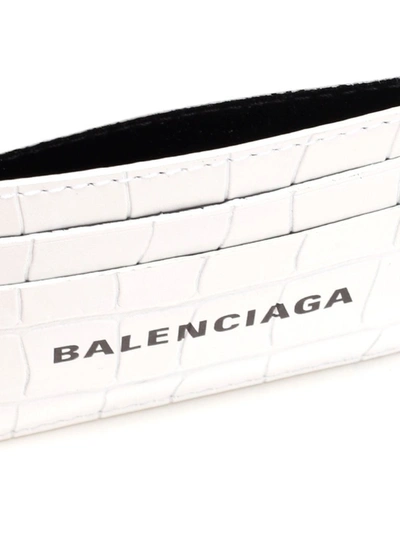 Shop Balenciaga Cash Embossed Card Holder In White