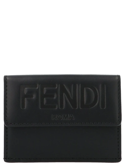 Shop Fendi Roma Micro Trifold Wallet In Black