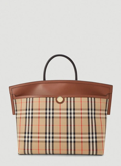 Shop Burberry Medium Society Tote Bag In Beige