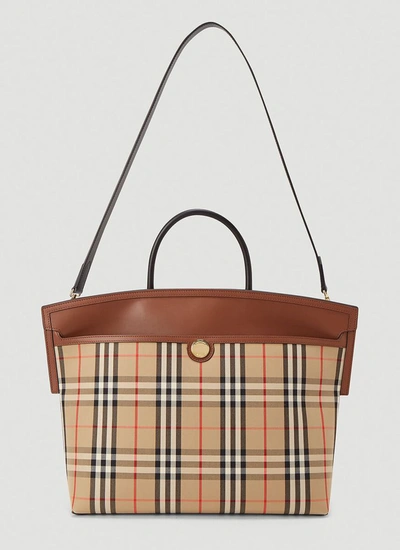 Shop Burberry Medium Society Tote Bag In Beige