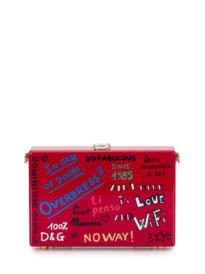 Shop Dolce & Gabbana Mural Print Box Clutch Bag In Red