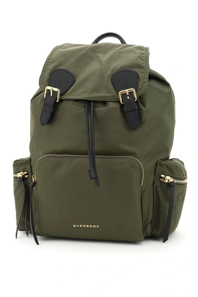 Shop Burberry Logo Large Rucksack In Green