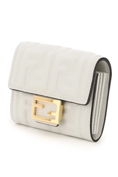 Shop Fendi Baguette Compact Wallet In White