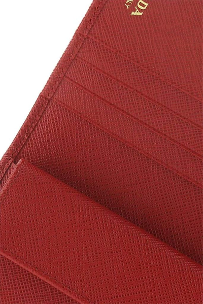 Shop Prada Logo Plaque Wallet In Red