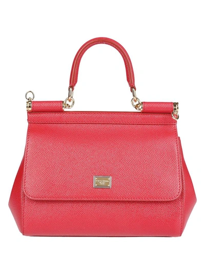 Shop Dolce & Gabbana Sicily Small Tote Bag In Red