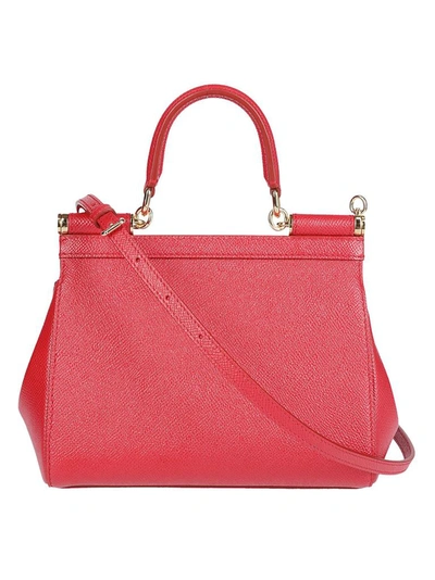 Shop Dolce & Gabbana Sicily Small Tote Bag In Red