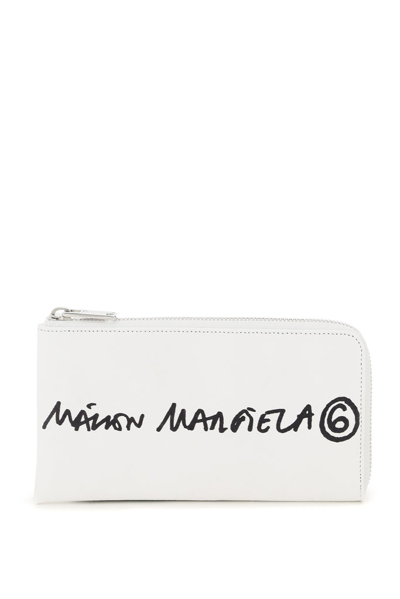 Shop Mm6 Maison Margiela Logo Print Zipped Wallet In White