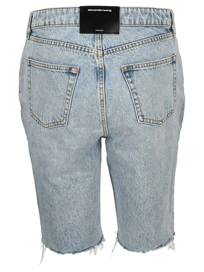 Shop Alexander Wang Raw Hem Frayed Shorts In Blue