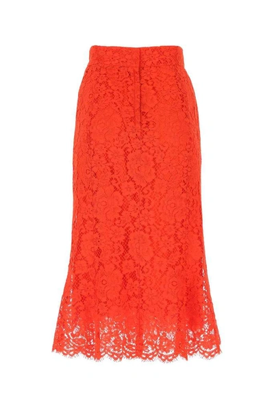 Shop Dolce & Gabbana Cordonetto Lace Skirt In Red