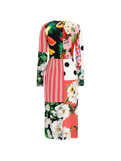 Shop Dolce & Gabbana Patchwork Print Midi Dress In Multi