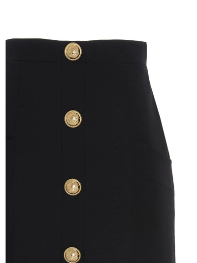 Shop Balmain Button Embellished Mini Skirt In Black