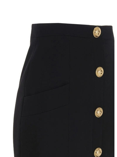 Shop Balmain Button Embellished Mini Skirt In Black