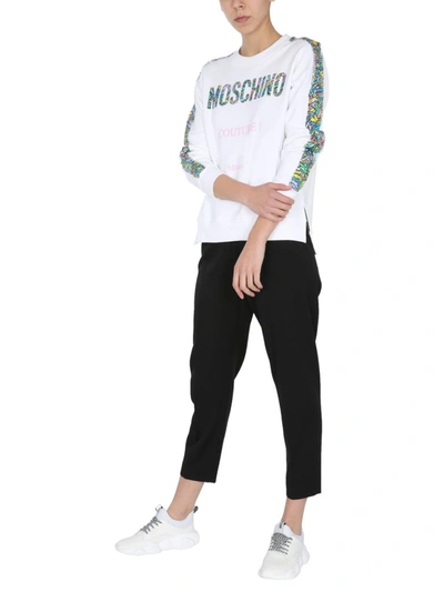 Shop Moschino Couture Print Sweatshirt In White