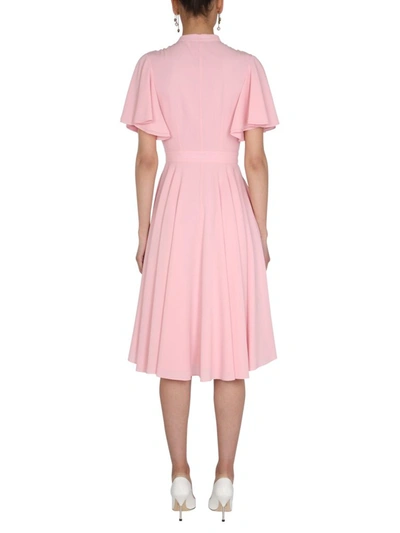 Shop Alexander Mcqueen Flared Sleeve Midi Dress In Pink