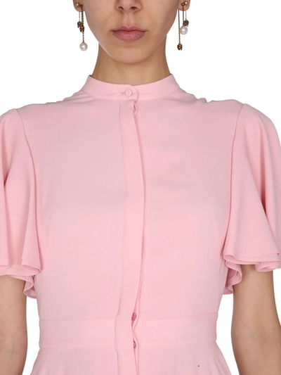 Shop Alexander Mcqueen Flared Sleeve Midi Dress In Pink