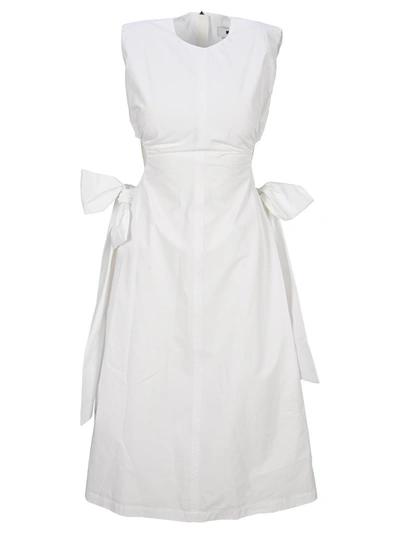 Shop Msgm Cut Out Detail Sleeveless Dress In White