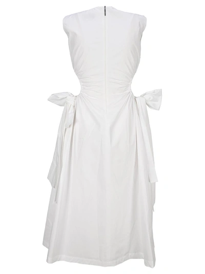 Shop Msgm Cut Out Detail Sleeveless Dress In White