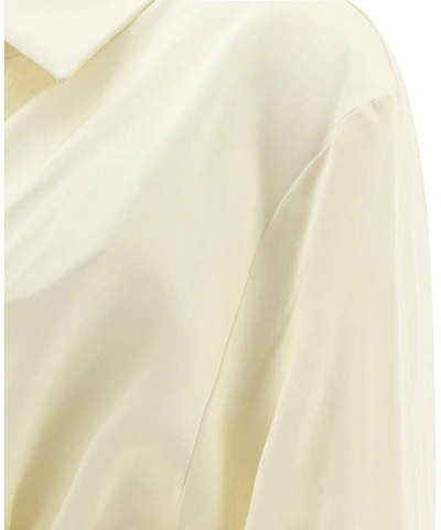 Shop Jacquemus La Chemise Bahia Draped Shirt In Beige