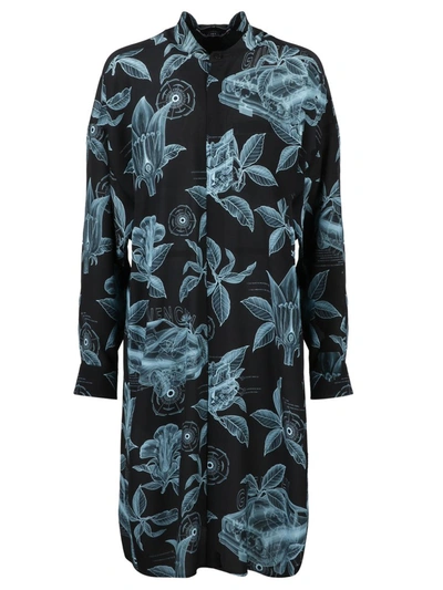 Shop Givenchy Floral Schematic Print Shirt Dress In Multi
