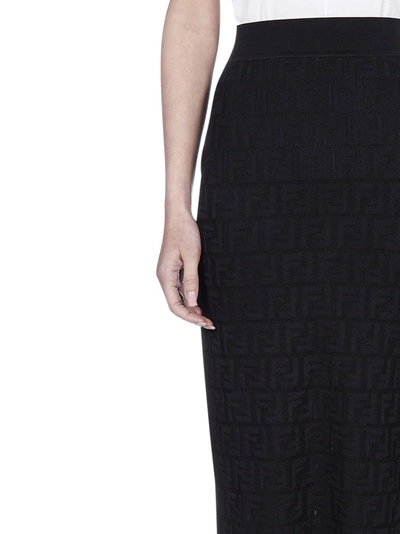 Shop Fendi Ff Motif Midi Skirt In Black