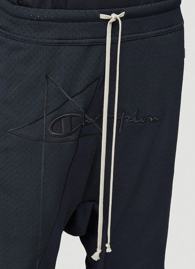 Shop Rick Owens X Champion Logo Embroidered Shorts In Black