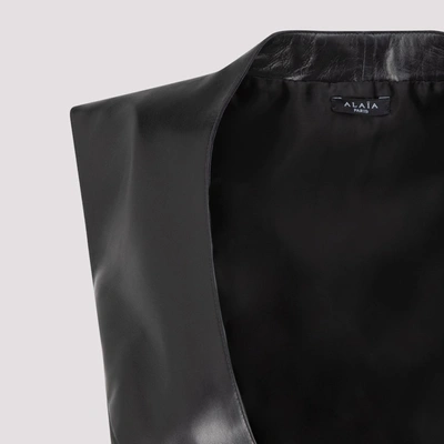 Shop Alaïa Leather Wrap Around Top In Black