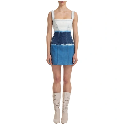 Shop Alberta Ferretti Tie Dye Denim Mini Dress In Multi