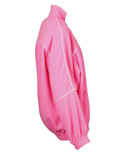 Shop Balenciaga Fleece Zipped Track Jacket In Pink