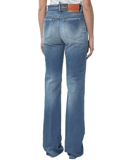 Shop Dsquared2 Logo Patch Flared Jeans In Blue