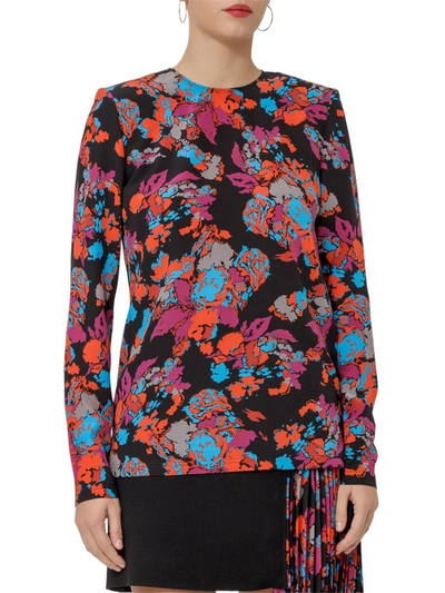 Shop Givenchy Flower Print Long Sleeve Top In Multi