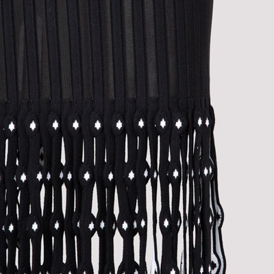 Shop Alaïa Fringed Midi Dress In Black