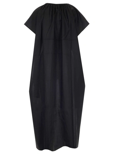Shop Totême Draped Midi Dress In Black