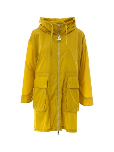 Shop Moncler Zipped Hooded Jacket In Yellow