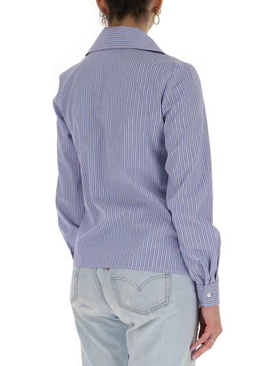 Shop Etro Striped Logo Shirt In Blue