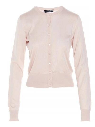 Shop Dolce & Gabbana Round Neck Buttoned Top In Pink