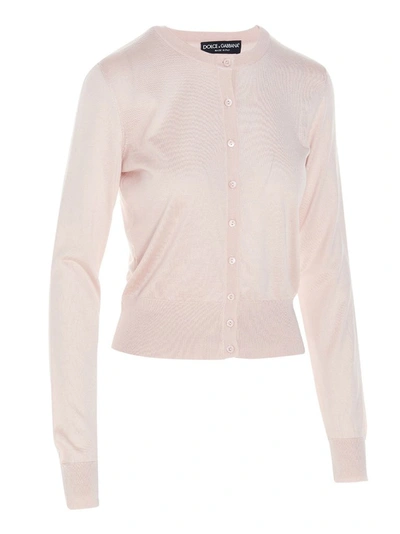 Shop Dolce & Gabbana Round Neck Buttoned Top In Pink