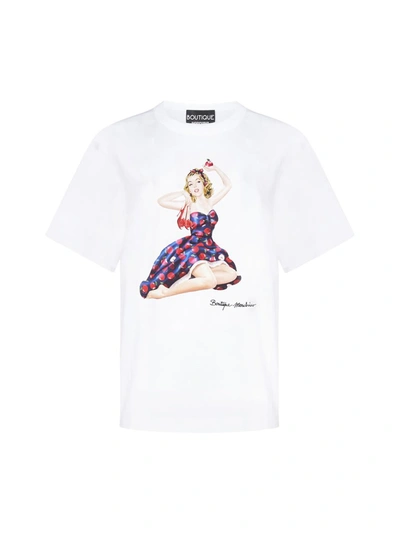Shop Boutique Moschino Graphic Print T In White