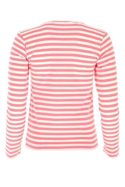 Shop Comme Des Garçons Play Striped Long Sleeved T In Pink